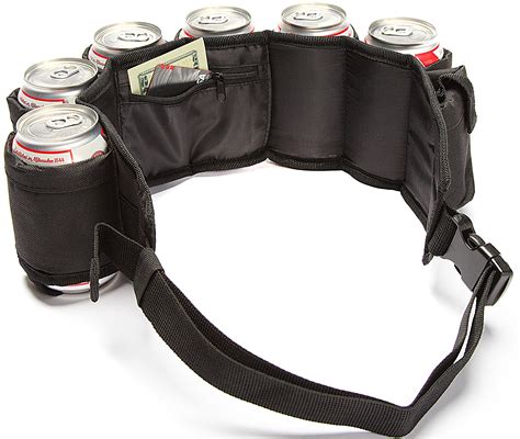 Beer Belt Tough Insulated Holder For 6 Cold Beers Adjustable Waist