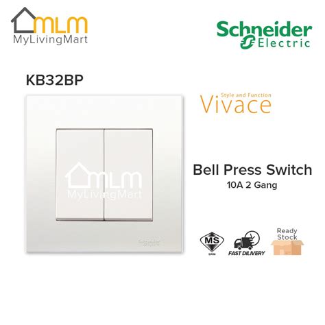 Schneider Vivace 10a 2 Gang Door Bell Press Switch Auto Gate Press Switch White Sirim Shopee