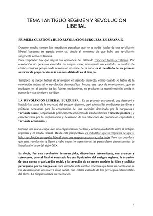 TEMA 1 El Constitucionalismo De Principios Del Siglo XIX TEMA 1 EL