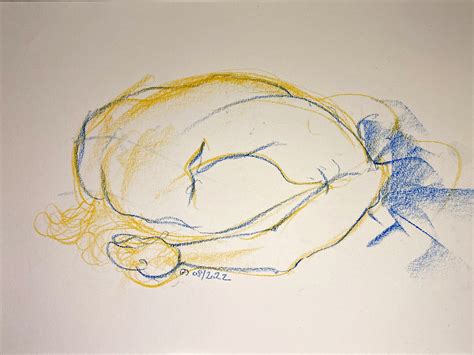 Female Nude In Fetal Position On The Floor And Made In Pastel Etsy