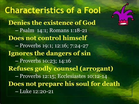 PPT - Characteristics of a Fool PowerPoint Presentation, free download ...