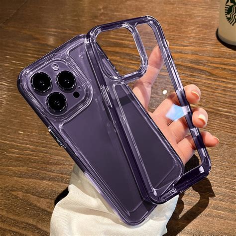 Profundo Roxo Espaço Transparente Capa De Celular Rígida Compatível