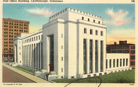 Vintage Postcard 1930s Post Office Building Chattanooga Tennessee Tn