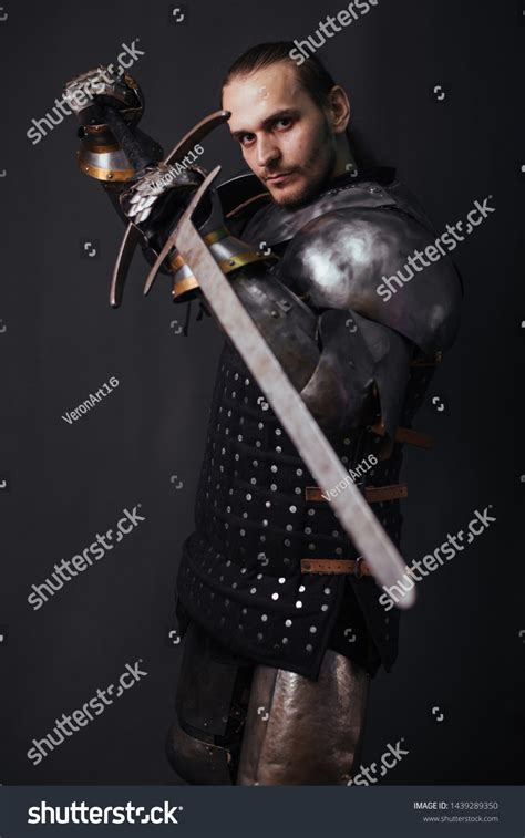 Portrait Medieval Knight Twohanded Sword Warrior Stock Photo 1439289350