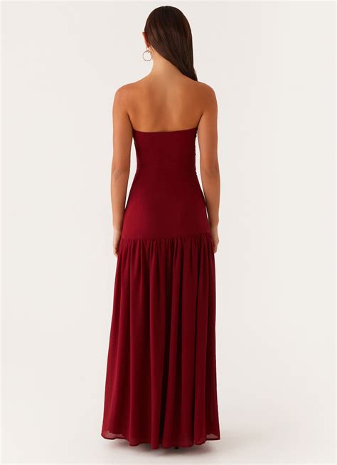 Eden Strapless Maxi Dress - Maroon – Peppermayo