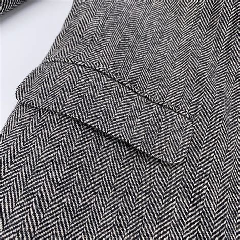 Lands End Gray Lambswool Wool Herringbone Tweed Blaze Gem