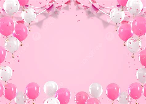 Pink Party Birthday Balloon Small Flag Decoration Background Wallpaper