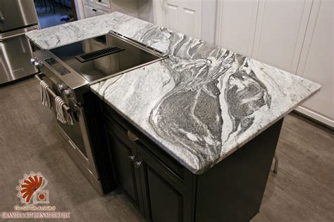 White Waves Leathered Island Granite And Kitchen Studio