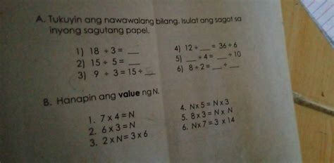 Solved A Tukuyin Ang Nawawalang Bilang Isulat Ang Sagot Sa Inyong