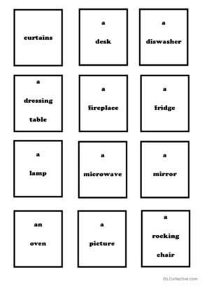 11 Furniture Vocabulary Flashcards And Dominoes Vocabulary