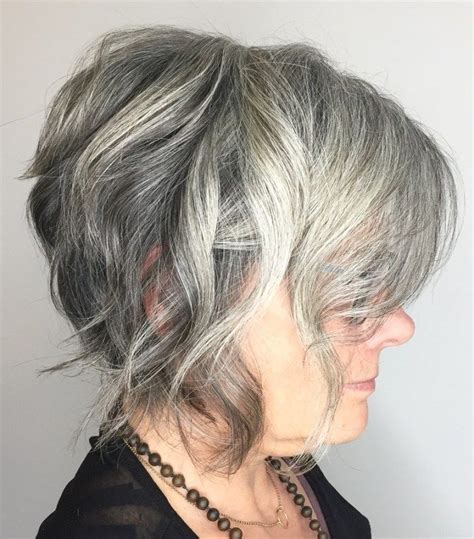 Naturally Gray Wavy Bob Short Grey Hair Grey Curly Hair Hair Cuts