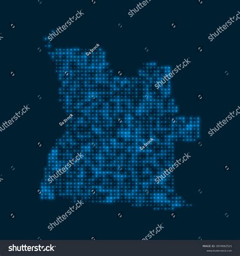 Angola Dotted Glowing Map Shape Country Stock Vector Royalty Free