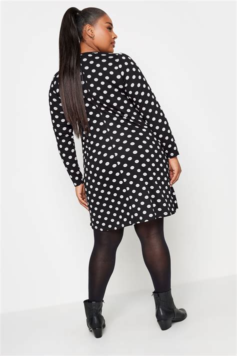 Yours Plus Size Black Polka Dot Print Swing Mini Dress Yours Clothing