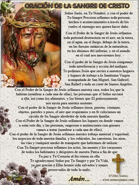 Rincón De La Oración Estampa Oración De La Sangre De Cristo