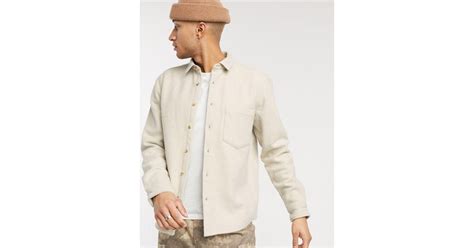 Asos Oversized Wool Mix Overshirt In Natural For Men Lyst