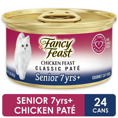 (24 Pack) Fancy Feast High Protein Senior Pate Wet Cat Food, Chicken ...