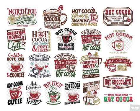 Hot Chocolate Svg Cocoa Bar Christmas Bundle With Png Dxf Eps • Ohmycuttables