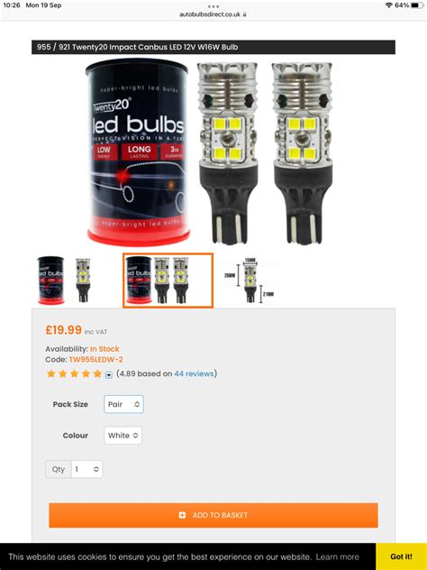 Exterior Parts: - Led w16w bulbs white | RMS Motoring Forum