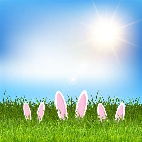 Easter Bunny Ears Hidden In Grass 204606 Vector Art At Vecteezy