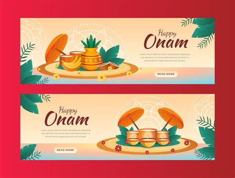 Free Vector Gradient Horizontal Banner Template For Onam Celebration