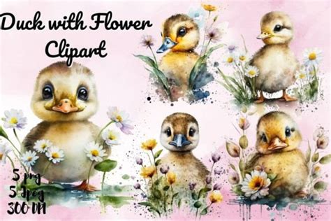 Vintage Watercolor Duck Clipart Set Graphic By Line Store · Creative