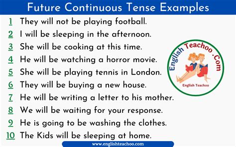 Examples Of Future Continuous Tense Sentences Printable Templates Free