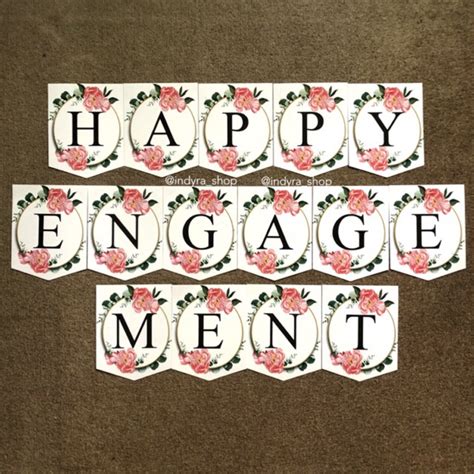 Jual Bunting Flag Bendera Banner Huruf Tulisan Happy Engagement