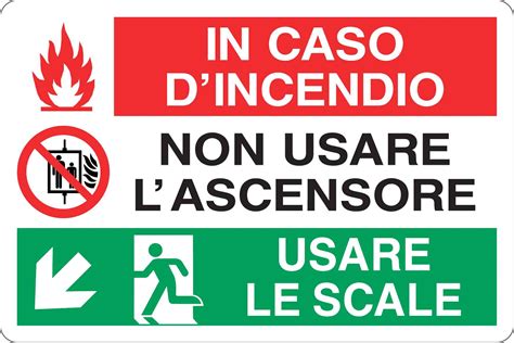 Cartello Alluminio X Cm In Caso Di Incendio Non Usare L Ascensore