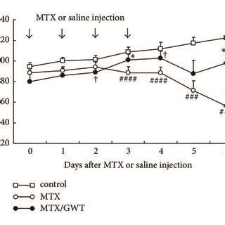 Effects Of Gwt On Body Weight A And Food Intake B Of Mtx Injected