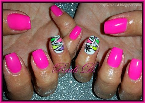 It`s All About Nails Pink Neon Gel Polish With Foil Ornaments