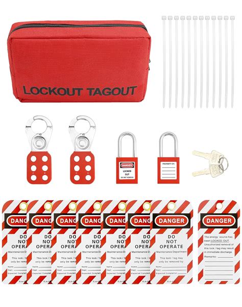 Qwork Lockout Tagout Kit With Hasps Lockout Tags Red Loto Locks Two