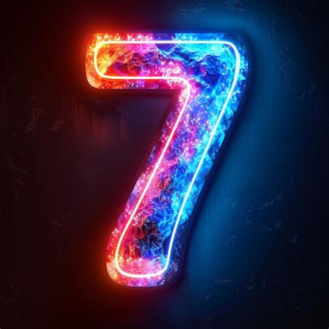 Premium Photo | Number 7 neon sign number seven on a dark background