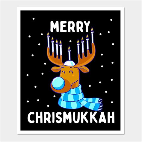 Merry Chrismukkah Jewish Christmas Hanukkah Reindeer Menorah By