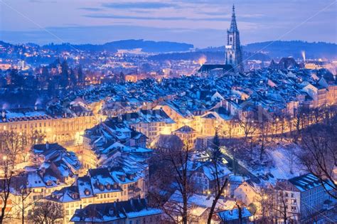 Bern Old Town snow covered in winter, Switzerland - GlobePhotos ...