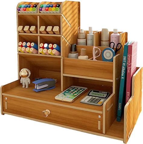 Houten Bureau Organizer Pennenhouder Met Lade Multifunctioneel