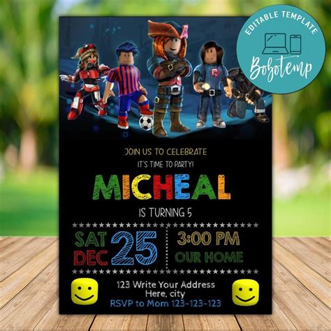 Printable Roblox Game Birthday Invitation Instant Download Bobotemp