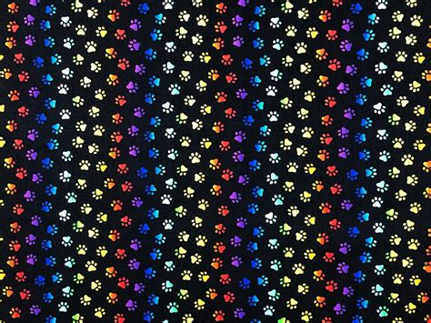 Neon Cat Paw Print Fabric Fabric by the Yard Cotton Fabric - Etsy