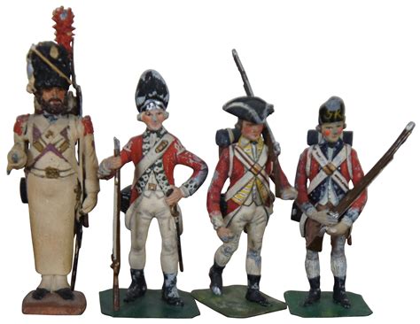 9 Lead And Pewter Military Figurines Toy Soldier Officer Stadden