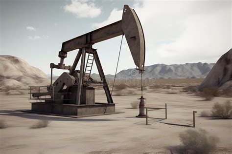 Crude Oil Pump Jack At Oilfield Neural Network Ai Generated Stock