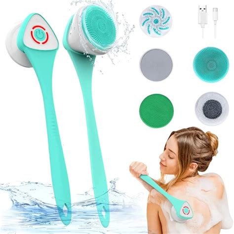 Electric Body Brush Spin Body Exfoliating Brushesback Scrubber 5 Heads