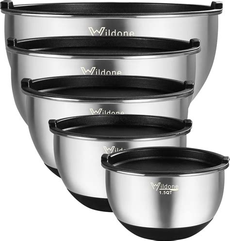 Amazon Stainless Steel Mixing Bowls Set Of 5 Wildone Nesting Bowls Stainless Steel Mixing