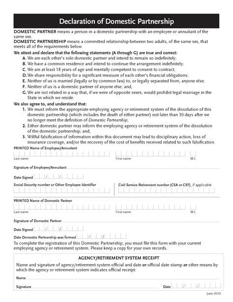 Free Domestic Partner Affidavit Pdf Word Eforms