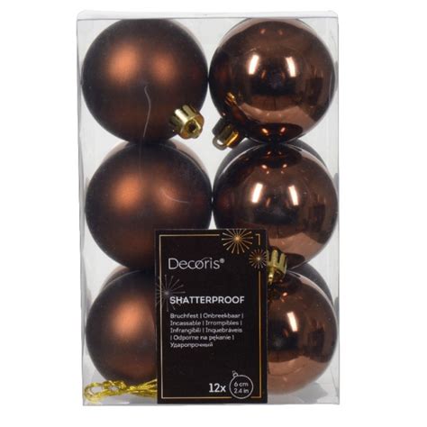 Kerstballen Set Delig Espresso Kunststof Onbreekbaar Cm