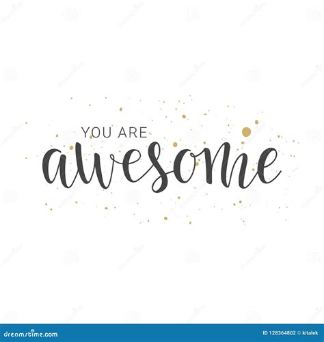 Handwritten Lettering Of You Are Awesome On White Background Stock