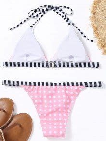 Off Polka Dot String Bikini Set In Pink Zaful