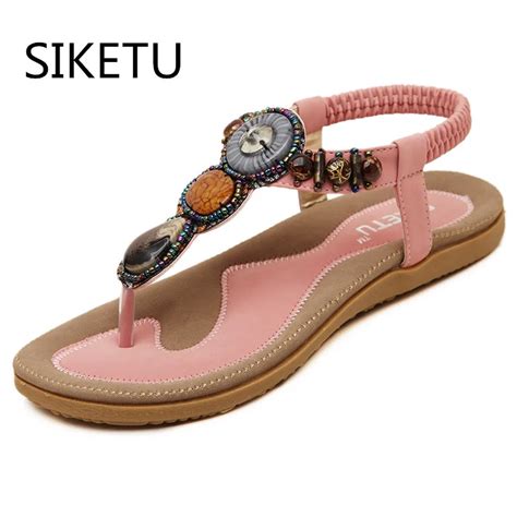 Aliexpress.com : Buy SIKETU Size 4~14 Big Size Black Beading Sandals Women Shoes Khaki Rome ...