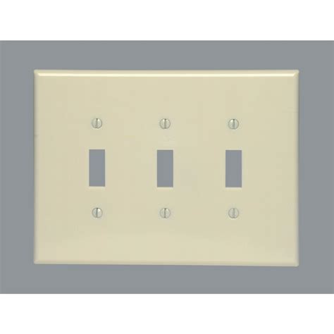 Leviton 3 Gang 3 Toggle Oversized Plastic Wall Plate Ivory 86111 The Home Depot