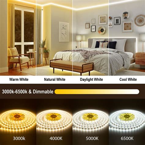 Snapklik.com : TENDIST 23FT White LED Strip Lights 3000K-6500K, Light ...