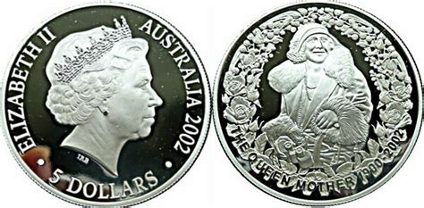 5 Dollars Elizabeth II 4th Portrait The Queen Mother Silver