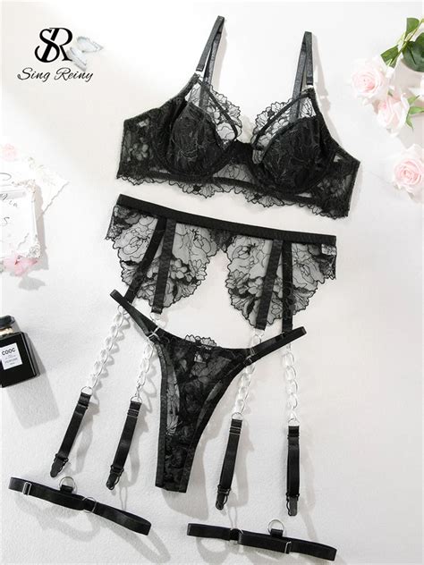 SINGREINY Sexuality Sheer Porno Strapless Bra Briefs Women Transparent Backless Bodycon Lingerie